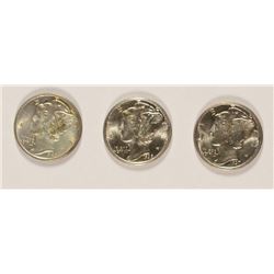 (3) CH BU MERCURY DIMES (1937, 1939, 1940-S)
