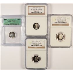 (4) SLABBED PROOF ROOSEVELT DIMES (1960, 2008-S, 2009-S, 2011-S)