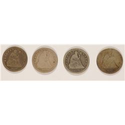 (4) SEATED QUARTERS (1875, 1876, 1876-S, 1877-CC)