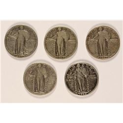(5) STANDING LIBERTY QUARTERS (1924-S, 1925, 1926, 1926-D, 1926-S)