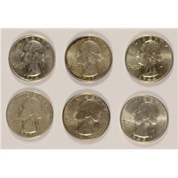 (6) WASHINGTON QUARTERS (1934, 1937, 1937-S, 1944, 1945-S, 1948-D)