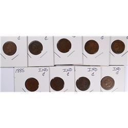 (9) 1885 INDIAN HEAD CENTS