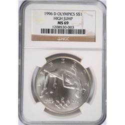 1996-D OLYMPICS (HIGH JUMP) COMMEN DOLLAR NGC MS-69