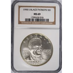 1998-S BLACK PATRIOTS COMMEN DOLLAR NGC MS-69