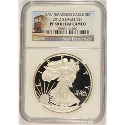 2012-S $1.00 AMERICAN SILVER EAGLE, NGC PROOF-69 ULTRA CAMEO