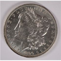 1890-O MORGAN SILVER DOLLAR, AU/BU