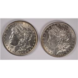 ( 2 ) BU MORGAN SILVER DOLLARS, 1881 & 1886