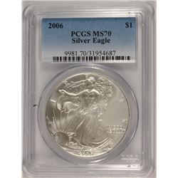 2006 AMERICAN SILVER EAGLE, PCGS MS-70 PERFECT!