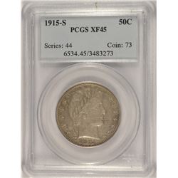 1915-S BARBER HALF DOLLAR PCGS XF-45