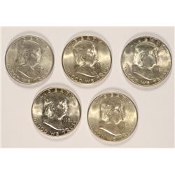 (5) 1951-S FRANKLIN HALF DOLLARS CH BU