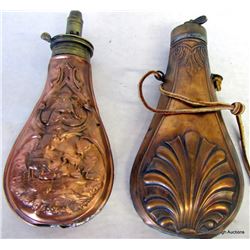 2 ANTIQUE COPPER POWDER FLASKS