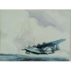 Wayne Lambert Davis (American 1906-1988), Pan American Clipper, Signed Wayne Lambert Davis an...