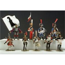 Group of Nine Military Figures, 20th Century, Including General Rapp, two hussar officers, a...