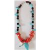 Image 1 : Turquoise and  Coral with Sterling Silver Clasp Necklace