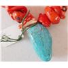 Image 2 : Turquoise and  Coral with Sterling Silver Clasp Necklace