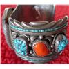 Image 10 : Sterling silver with coral and turquoise watch bracelet and Silver Dollar