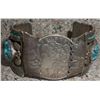 Image 1 : Sterling silver with coral and turquoise watch bracelet and Silver Dollar