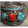 Image 2 : Sterling silver with coral and turquoise watch bracelet and Silver Dollar