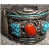 Image 3 : Sterling silver with coral and turquoise watch bracelet and Silver Dollar