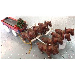 Cast Iron Clydesdale Horses and Wagon