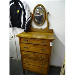 Oak Chest of Drawers w/Mirror