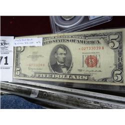 1963 Red Seal Star Note $5.00