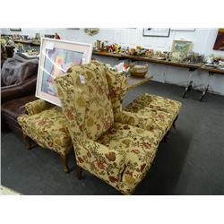 2 Floral Wingback Chairs w/Ottoman - 2 Times the Money