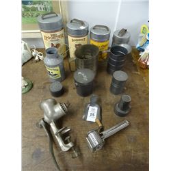 Antique Grinder & Lidded Tins