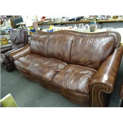 Brown Leather Nail Trim Sofa