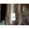 Image 2 : Brown Leather Nail Trim Sofa - Shows some wear