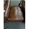 Image 2 : Brown Leather Nail Trim Chair & Ottoman - Shows Wear