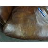 Image 3 : Brown Leather Nail Trim Chair & Ottoman - Shows Wear