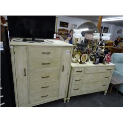 Early Wood Dresser, Mirror & Gentlemans Chest