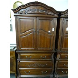 Carved Mahogany 2-Pc Armoire