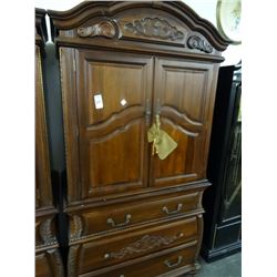 Carved Mahogany 2-Pc Armoire