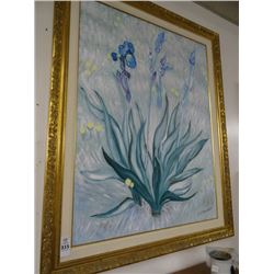 Large Gold Guild Framed Oil On Canvas Floral Signed Stewart