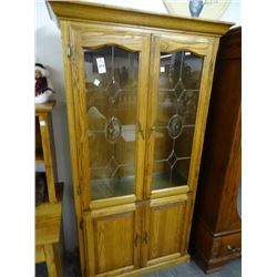 Oak Style Floral/Etched Hutch