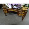 Image 1 : Ornate Wood w/Leather Inlay Desk