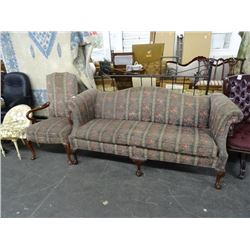 Jamestown Sterling Mahogany Floral Sofa & Chair