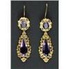 Image 1 : A pair of mauve glass drop earrings, - A pair of mauve glass drop earrings, c.1850, the central...
