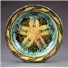 Image 1 : A Della Robbia plate, - A Della Robbia plate, decorated by Elizabeth Wilkins, covered in mottled...