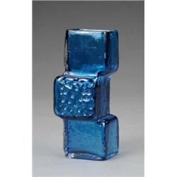 A James Powell Sons Whitefriars Blue Tinted Drunken Bricklayer