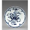 Image 1 : A Worcester saucer, - A Worcester saucer, painted with flowers in blue, hatched crescent mark; a...