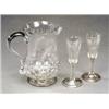 Image 1 : A George III baluster ale jug, - A George III baluster ale jug, with quilted base and scroll han...