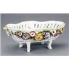 Image 1 : A Dresden oval bowl, - A Dresden oval bowl, encrusted with large flowers over pierced paling, on...