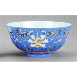 A Chinese porcelain circular bowl, - A Chinese porcelain circular bowl, the interior bright turq...