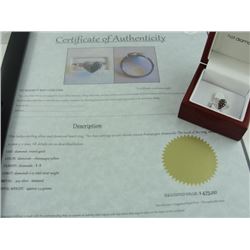 STERLING SILVER HEART RING SET WITH 11 CHAMPAGNE DIAMONDS. INCLUDES $475 CERTIFICATE