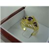Image 2 : STERLING SILVER AND GOLD AMETHYST RING SET WTIH 2 DIAMONDS INCLUDES $325 CERTIFICATE