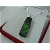 Image 2 : CANADIAN FREE FORM AMMOLITE PENDANT SET IN STERLING SILVER, GOOD COLOUR PLAY, INCLUDES $225