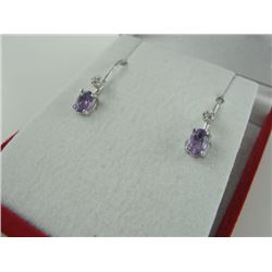 NEW AMETHYST AND DIAMOND LEVER BACK EARRINGS APPROX RETAIL $200